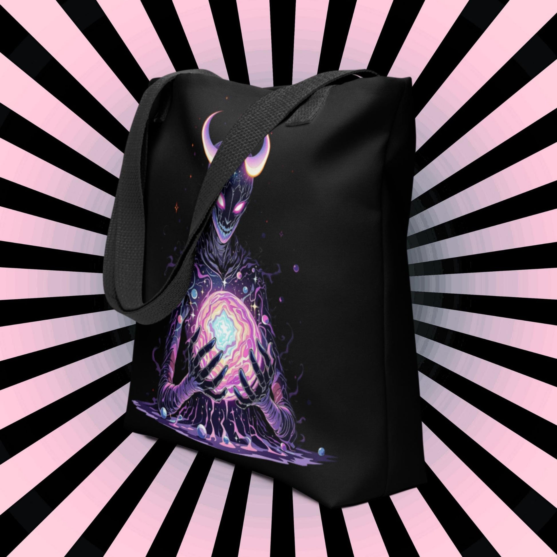 Chaos Demon Arcane Tote Bag Gothic Grunge Neon Goth Darkcore Weirdcore Dark Aesthetic Halloween Purse Tote