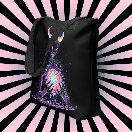 Chaos Demon Arcane Tote Bag Gothic Grunge Neon Goth Darkcore Weirdcore Dark Aesthetic Halloween Purse Tote