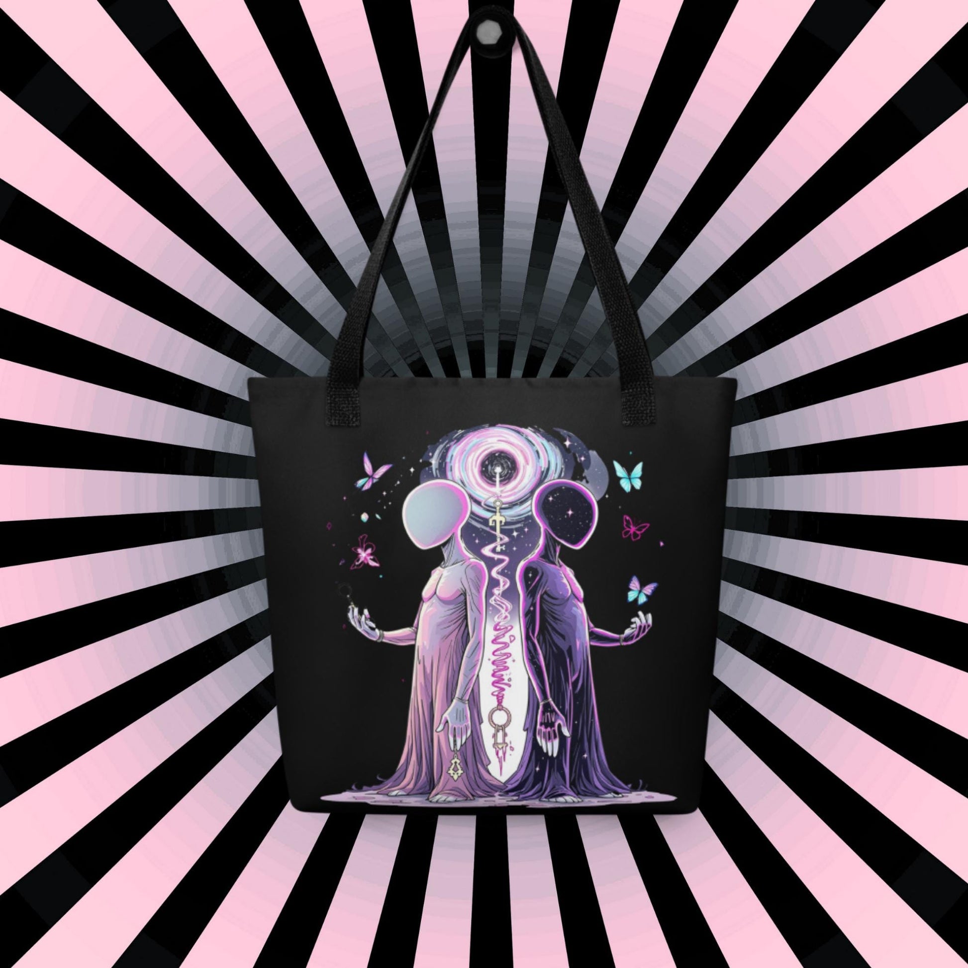 Hollow Faced Twins Arcane Tote Bag Gothic Grunge Neon Goth Darkcore Weirdcore Dark Aesthetic Halloween Purse Tote