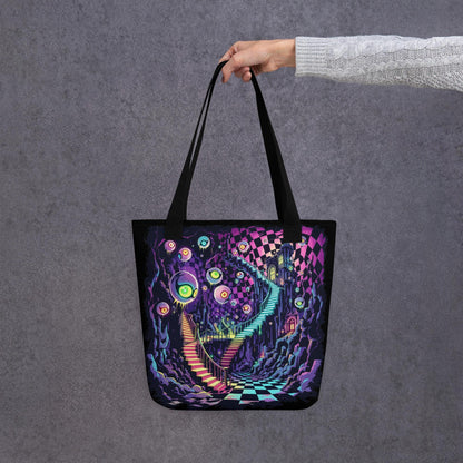 Fractured DreamScape Arcane Tote Bag Gothic Grunge Neon Goth Darkcore Weirdcore Dark Aesthetic Halloween Purse Tote