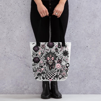Dark Carnival Arcane Tote Bag Gothic Grunge Neon Goth Darkcore Weirdcore Dark Aesthetic Halloween Purse Tote