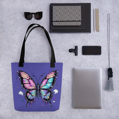 Cosmic Butterfly Arcane Tote Bag Gothic Grunge Neon Goth Darkcore Weirdcore Dark Aesthetic Halloween Purse Tote