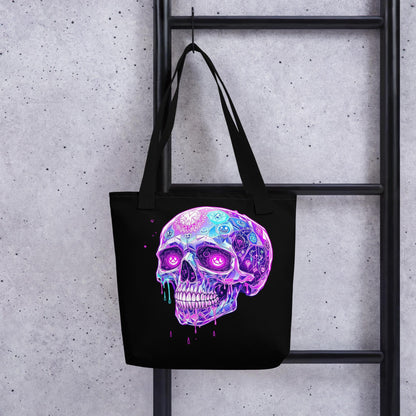 Crystal Skull Arcane Tote Bag Gothic Grunge Neon Goth Darkcore Weirdcore Dark Aesthetic Halloween Purse Tote
