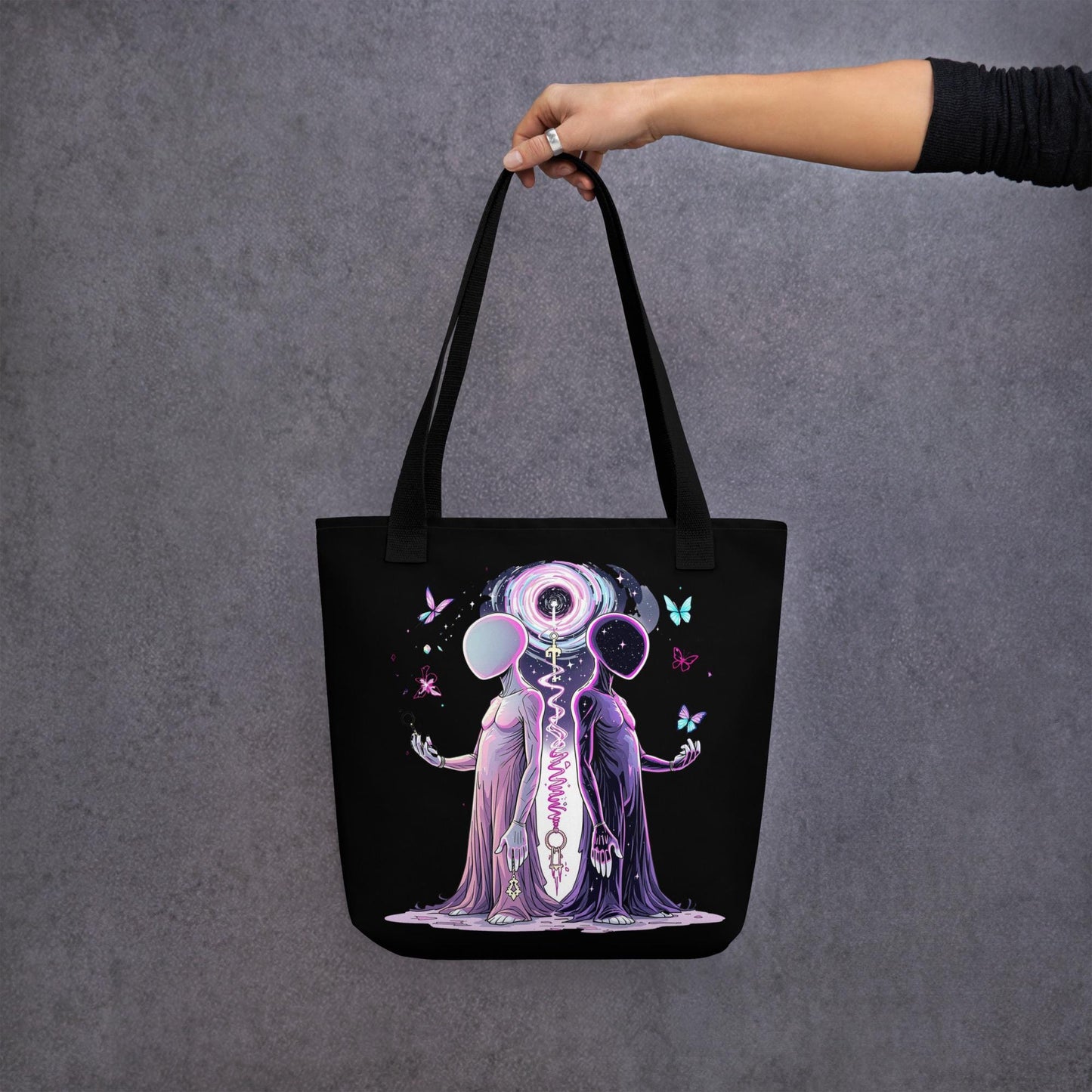 Hollow Faced Twins Arcane Tote Bag Gothic Grunge Neon Goth Darkcore Weirdcore Dark Aesthetic Halloween Purse Tote
