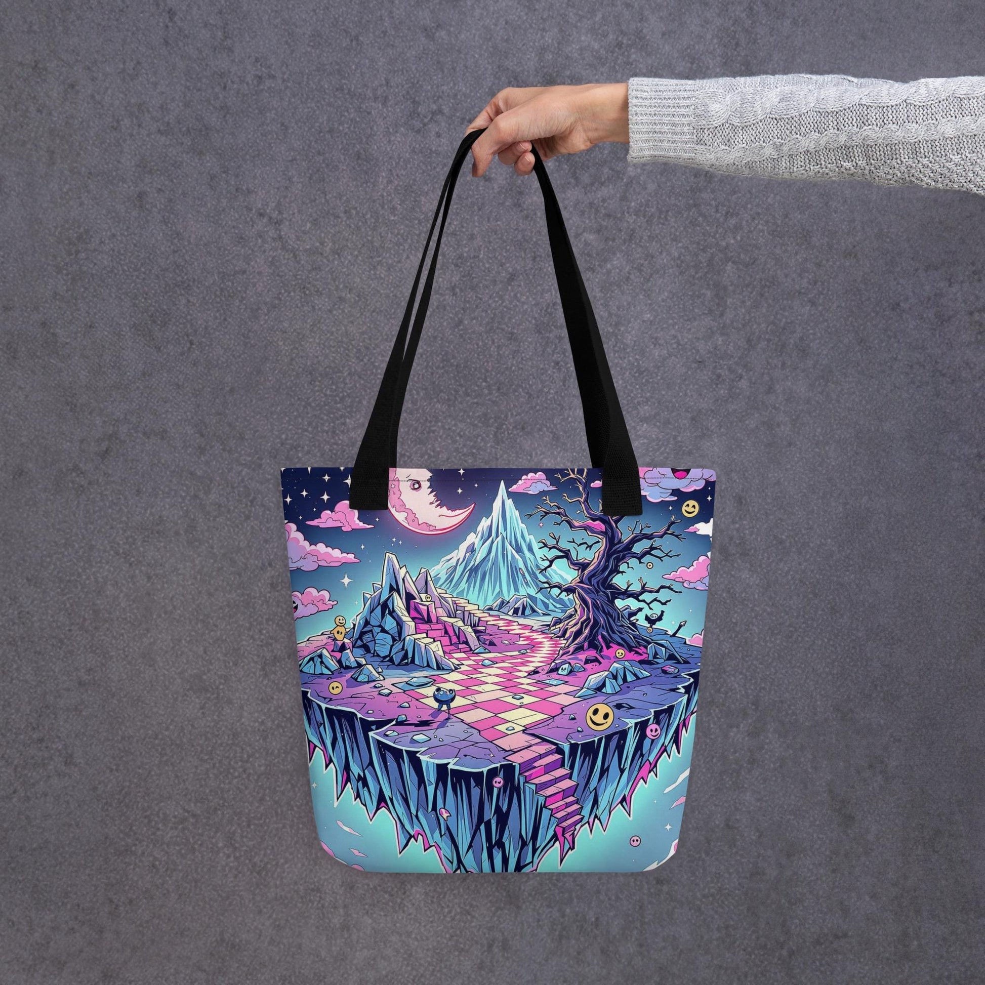 Surreal Landscape Arcane Tote Bag Gothic Grunge Neon Goth Darkcore Weirdcore Dark Aesthetic Halloween Purse Tote