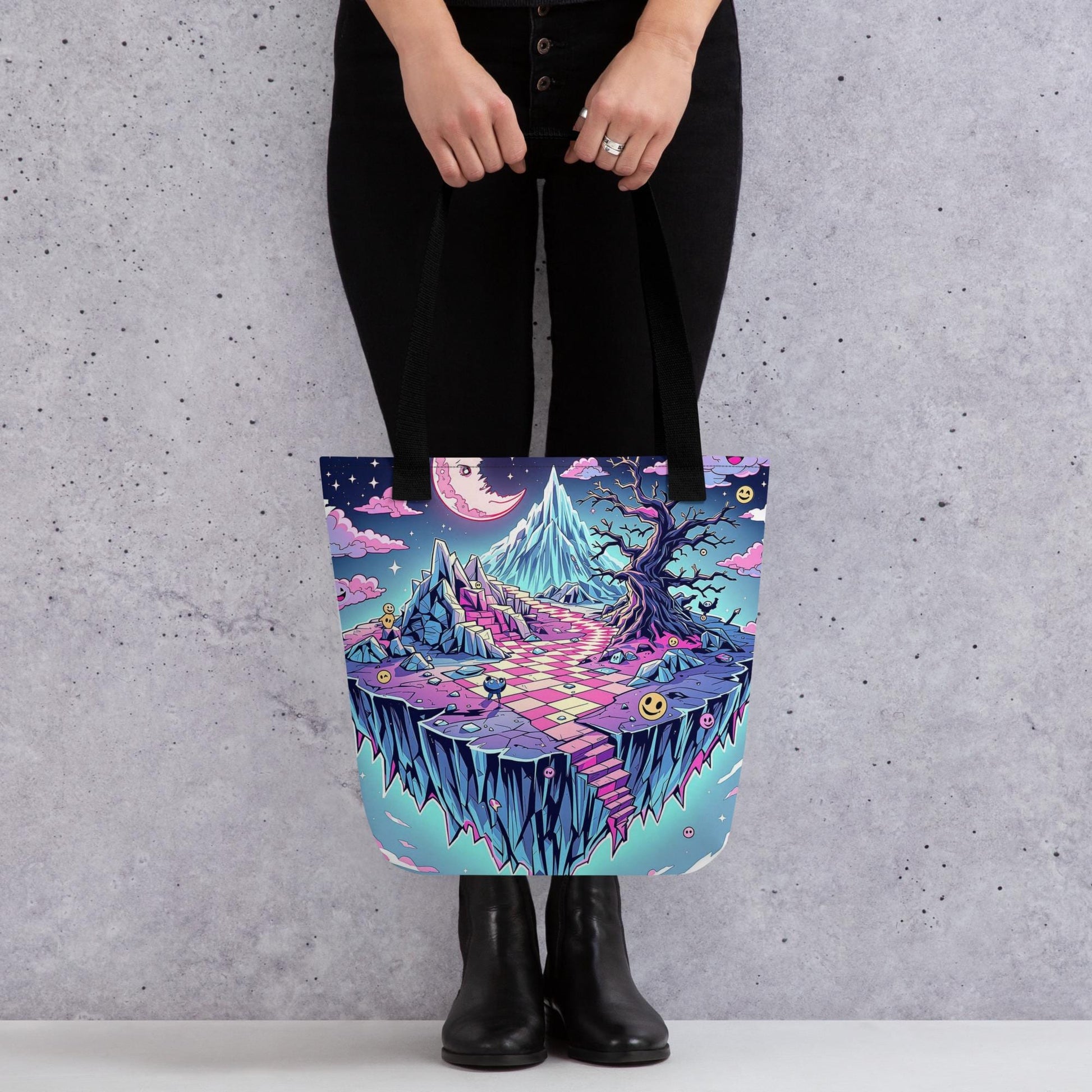 Surreal Landscape Arcane Tote Bag Gothic Grunge Neon Goth Darkcore Weirdcore Dark Aesthetic Halloween Purse Tote