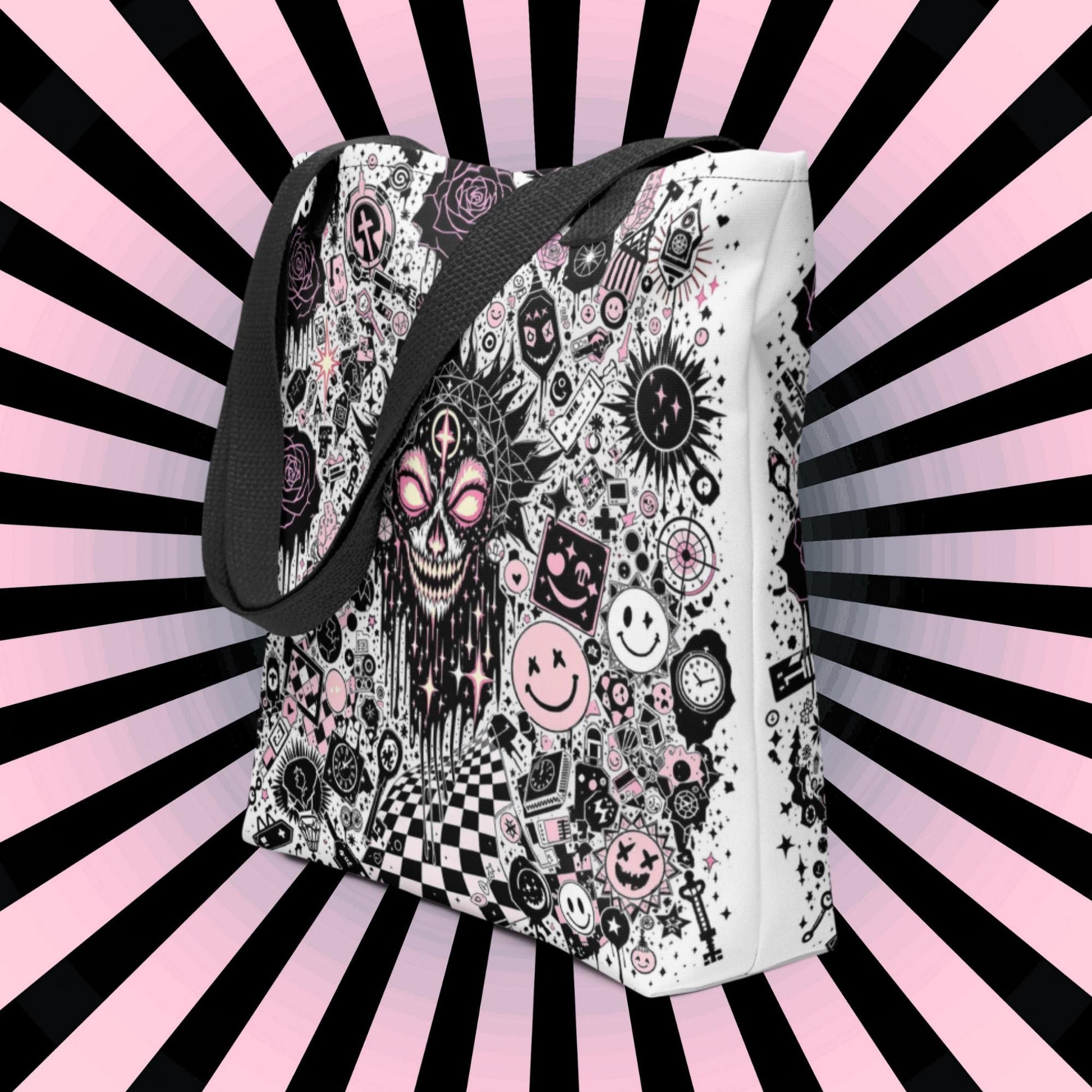 Dark Carnival Arcane Tote Bag Gothic Grunge Neon Goth Darkcore Weirdcore Dark Aesthetic Halloween Purse Tote
