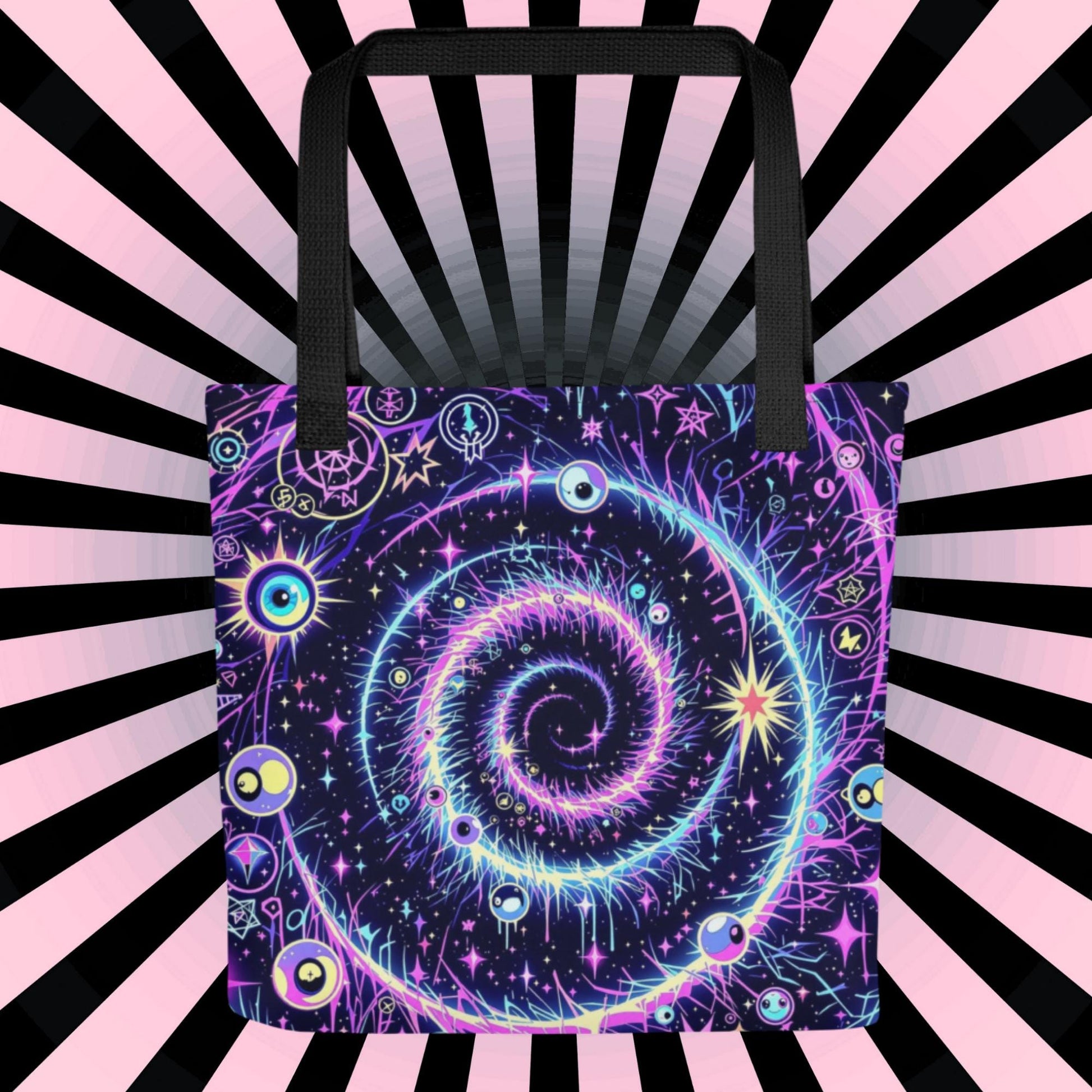 Celestial Swirl Arcane Tote Bag Gothic Grunge Neon Goth Darkcore Weirdcore Dark Aesthetic Halloween Purse Tote