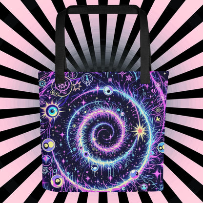 Celestial Swirl Arcane Tote Bag Gothic Grunge Neon Goth Darkcore Weirdcore Dark Aesthetic Halloween Purse Tote