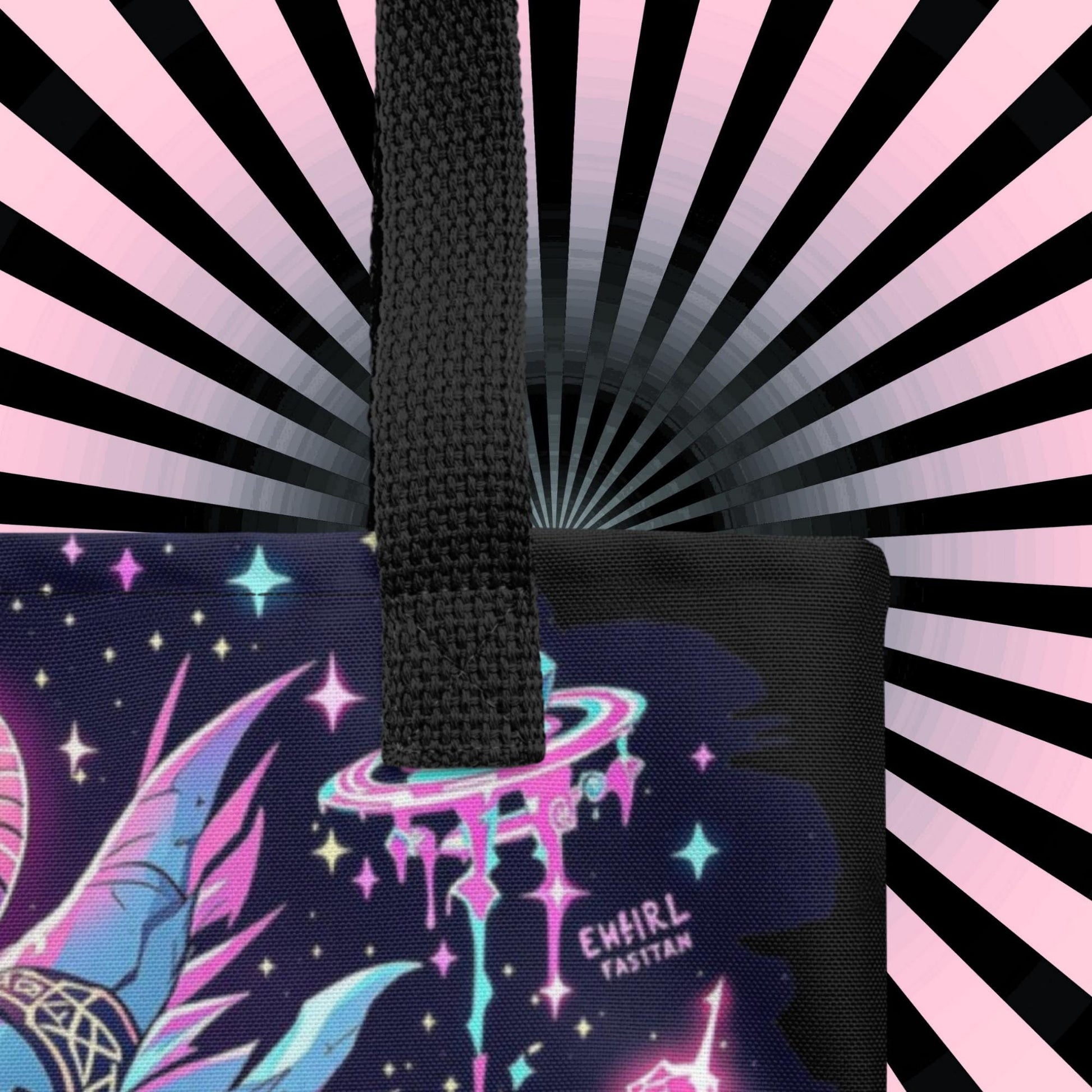 Enchanted Weirdcore Creature Arcane Tote Bag Gothic Grunge Neon Goth Darkcore Weirdcore Dark Aesthetic Halloween Purse Tote