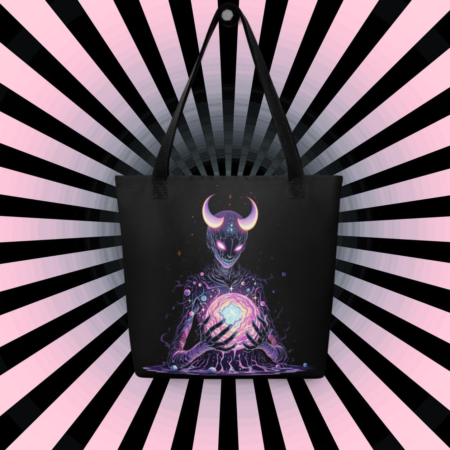 Chaos Demon Arcane Tote Bag Gothic Grunge Neon Goth Darkcore Weirdcore Dark Aesthetic Halloween Purse Tote