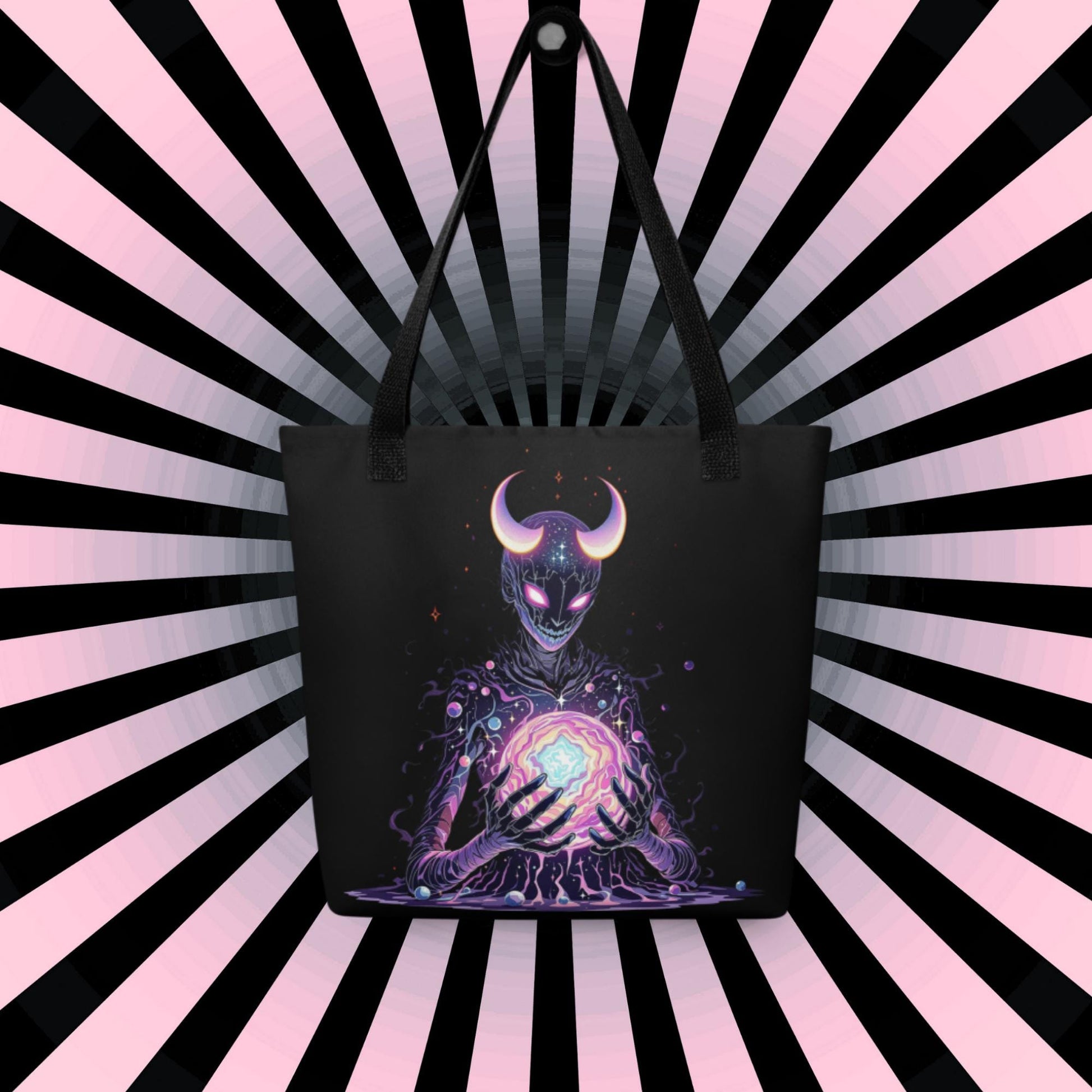 Chaos Demon Arcane Tote Bag Gothic Grunge Neon Goth Darkcore Weirdcore Dark Aesthetic Halloween Purse Tote