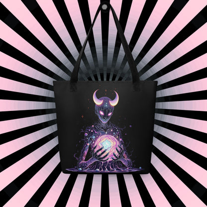 Chaos Demon Arcane Tote Bag Gothic Grunge Neon Goth Darkcore Weirdcore Dark Aesthetic Halloween Purse Tote