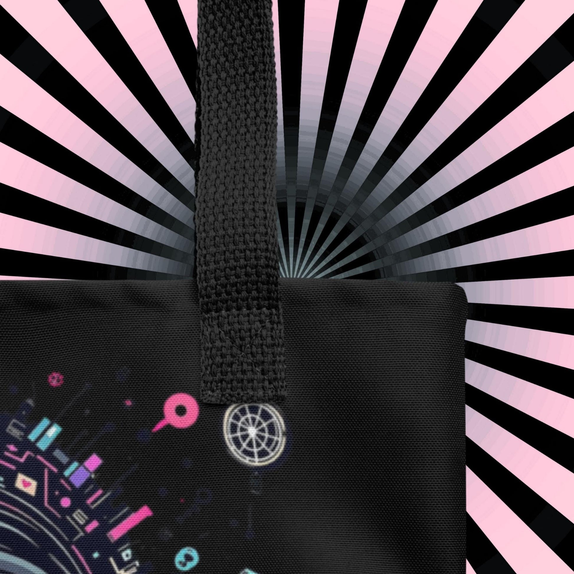 Glitch Smile Arcane Tote Bag Gothic Grunge Neon Goth Darkcore Weirdcore Dark Aesthetic Halloween Purse Tote