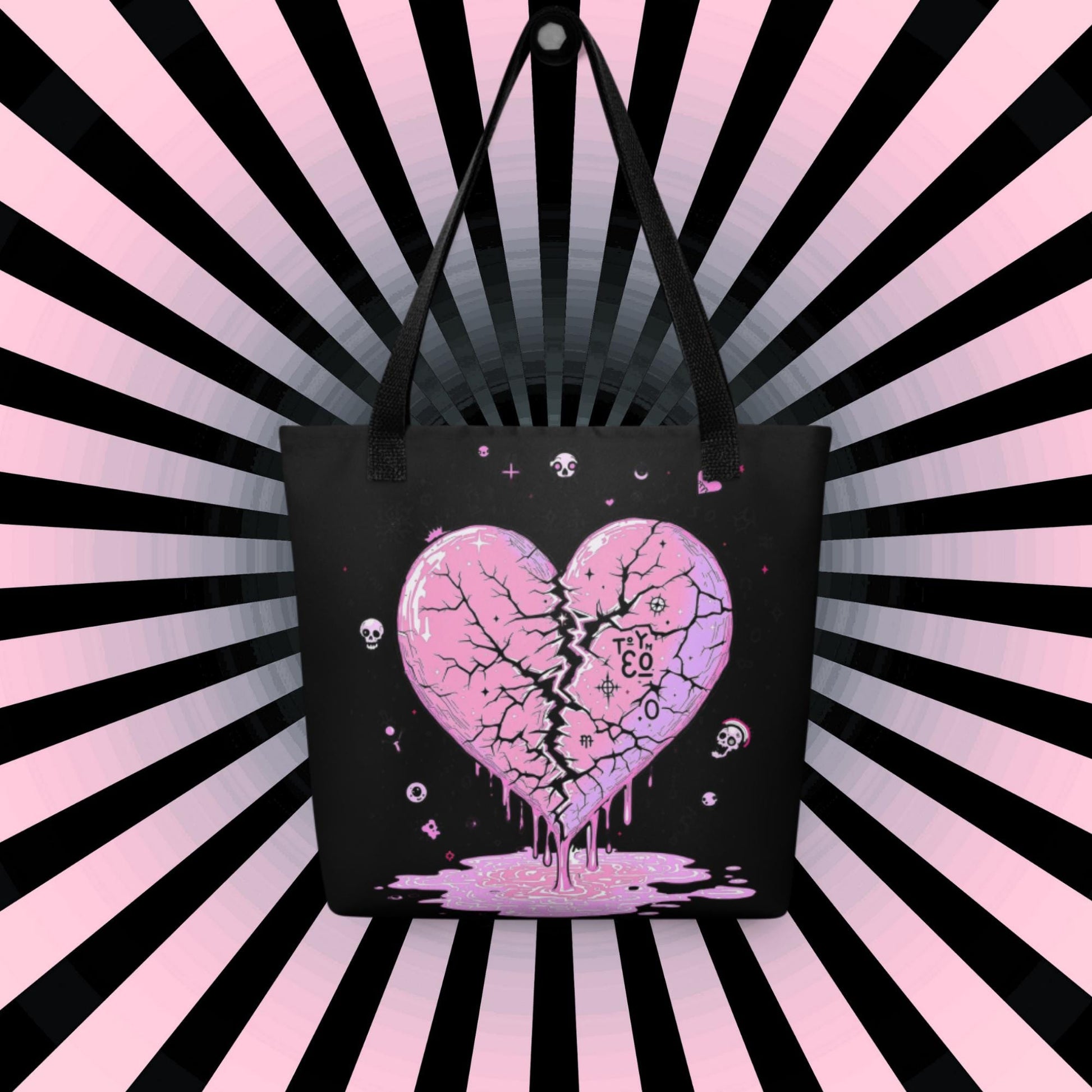 Arcane Heart Meltdown Tote Bag Gothic Grunge Neon Goth Darkcore Weirdcore Dark Aesthetic Halloween Purse Tote