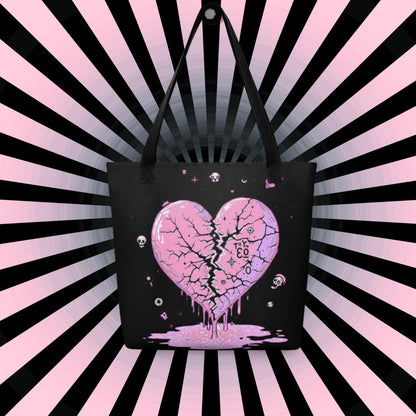 Arcane Heart Meltdown Tote Bag Gothic Grunge Neon Goth Darkcore Weirdcore Dark Aesthetic Halloween Purse Tote