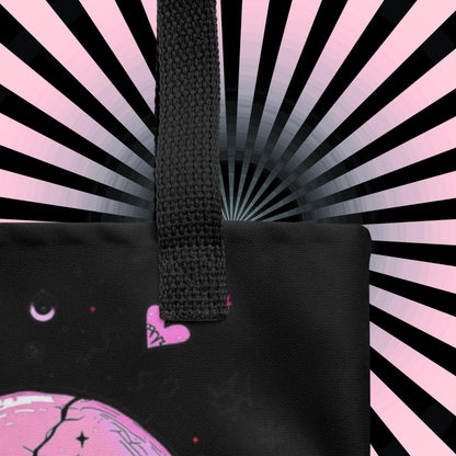 Arcane Heart Meltdown Tote Bag Gothic Grunge Neon Goth Darkcore Weirdcore Dark Aesthetic Halloween Purse Tote