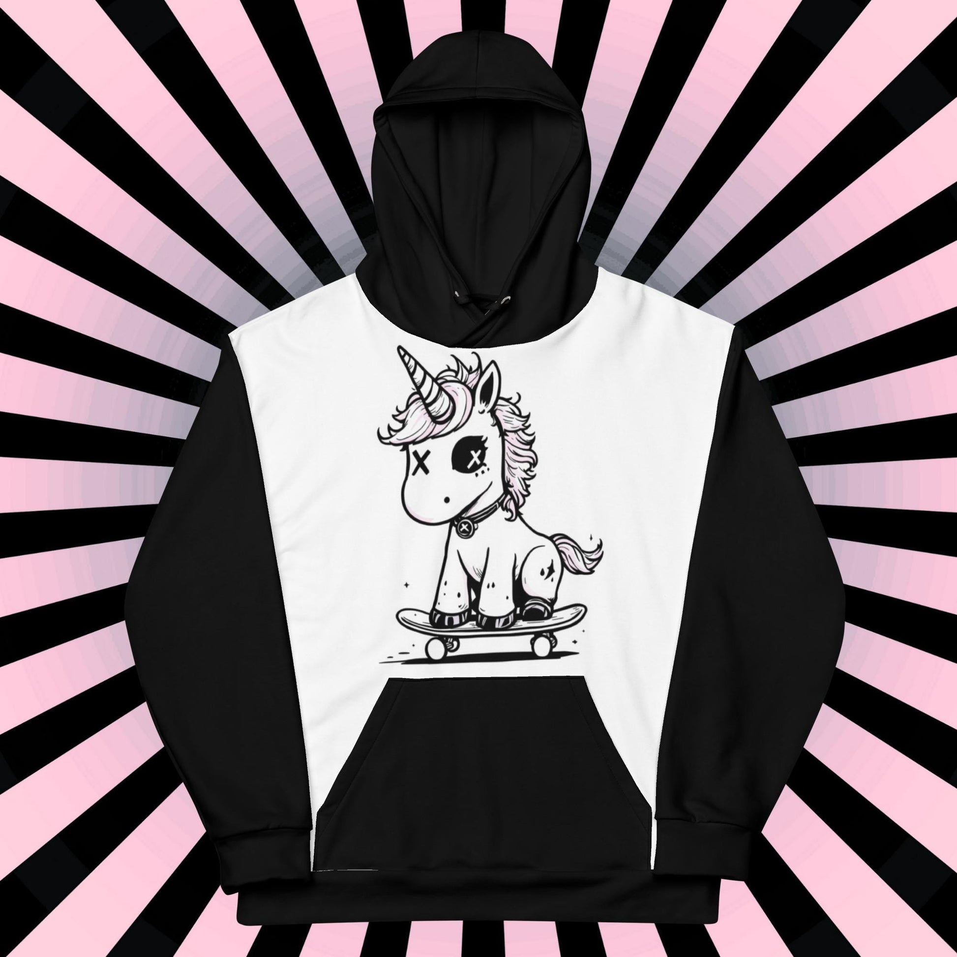 Weirdcore Punk Unicorn Hoodie Skateboard Arcane Mythical Creature Hooded Sweatshirt Pastel Goth Grunge Punkrock Sweater