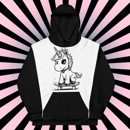 Weirdcore Punk Unicorn Hoodie Skateboard Arcane Mythical Creature Hooded Sweatshirt Pastel Goth Grunge Punkrock Sweater