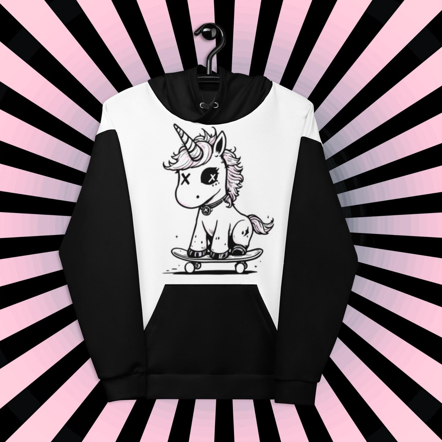 Weirdcore Punk Unicorn Hoodie Skateboard Arcane Mythical Creature Hooded Sweatshirt Pastel Goth Grunge Punkrock Sweater