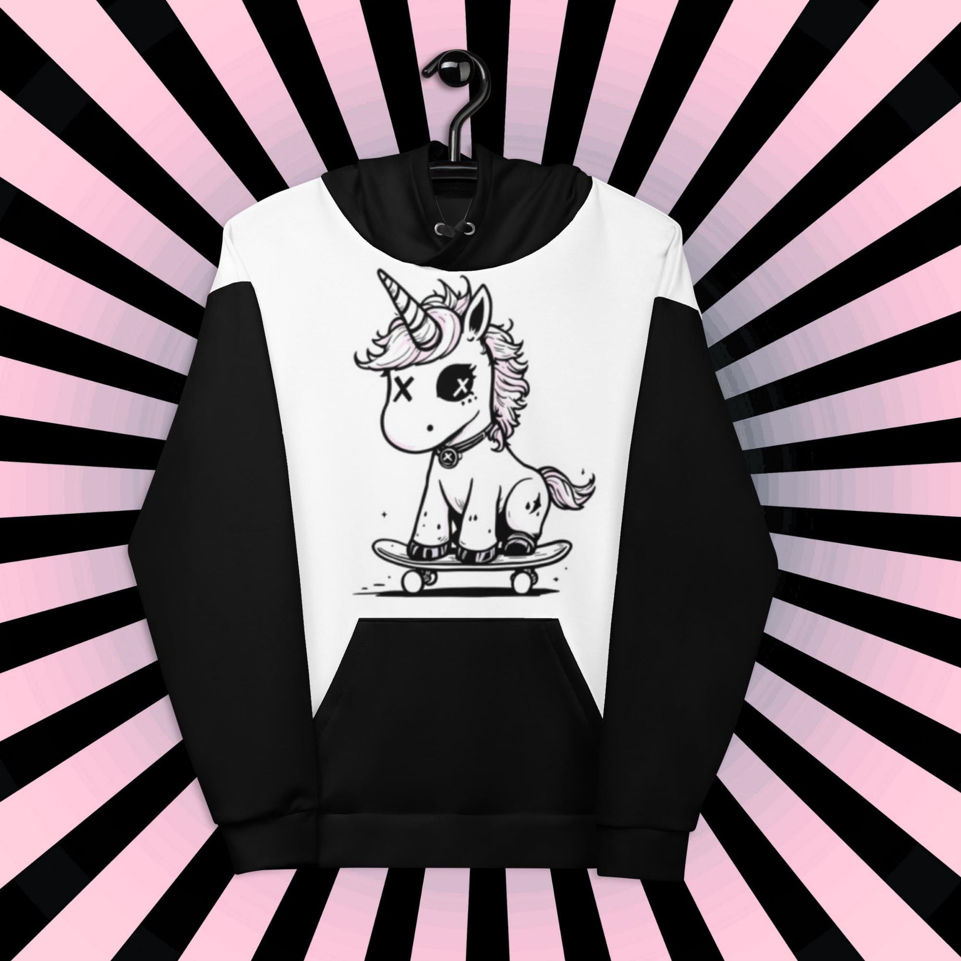 Weirdcore Punk Unicorn Hoodie Skateboard Arcane Mythical Creature Hooded Sweatshirt Pastel Goth Grunge Punkrock Sweater