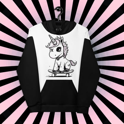 Weirdcore Punk Unicorn Hoodie Skateboard Arcane Mythical Creature Hooded Sweatshirt Pastel Goth Grunge Punkrock Sweater