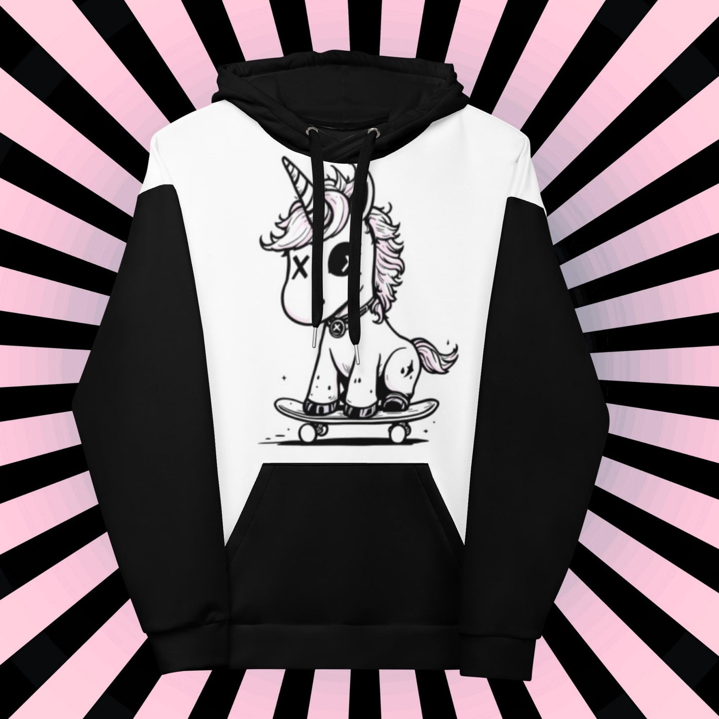 Weirdcore Punk Unicorn Hoodie Skateboard Arcane Mythical Creature Hooded Sweatshirt Pastel Goth Grunge Punkrock Sweater