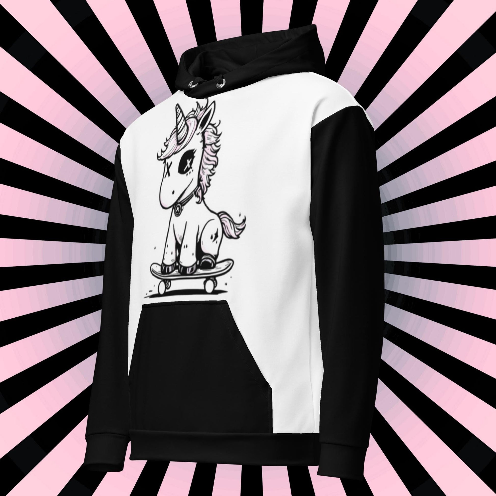 Weirdcore Punk Unicorn Hoodie Skateboard Arcane Mythical Creature Hooded Sweatshirt Pastel Goth Grunge Punkrock Sweater