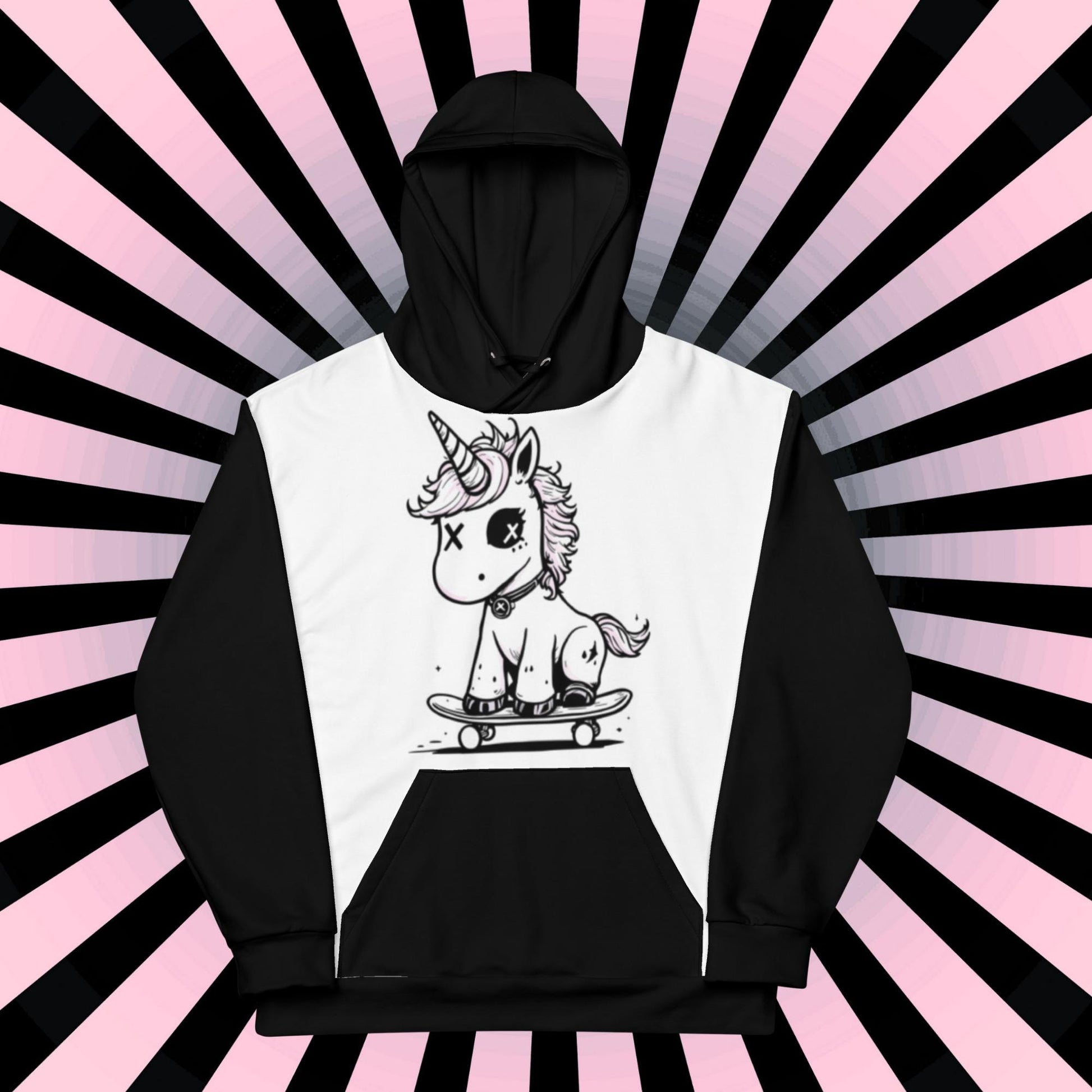 Weirdcore Punk Unicorn Hoodie Skateboard Arcane Mythical Creature Hooded Sweatshirt Pastel Goth Grunge Punkrock Sweater