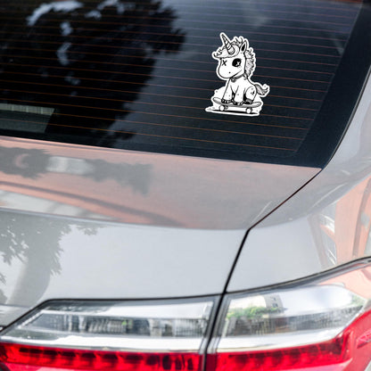 Weirdcore Unicorn Skateboarder Sketch Goth Grunge Vinyl Sticker Waterproof Decal