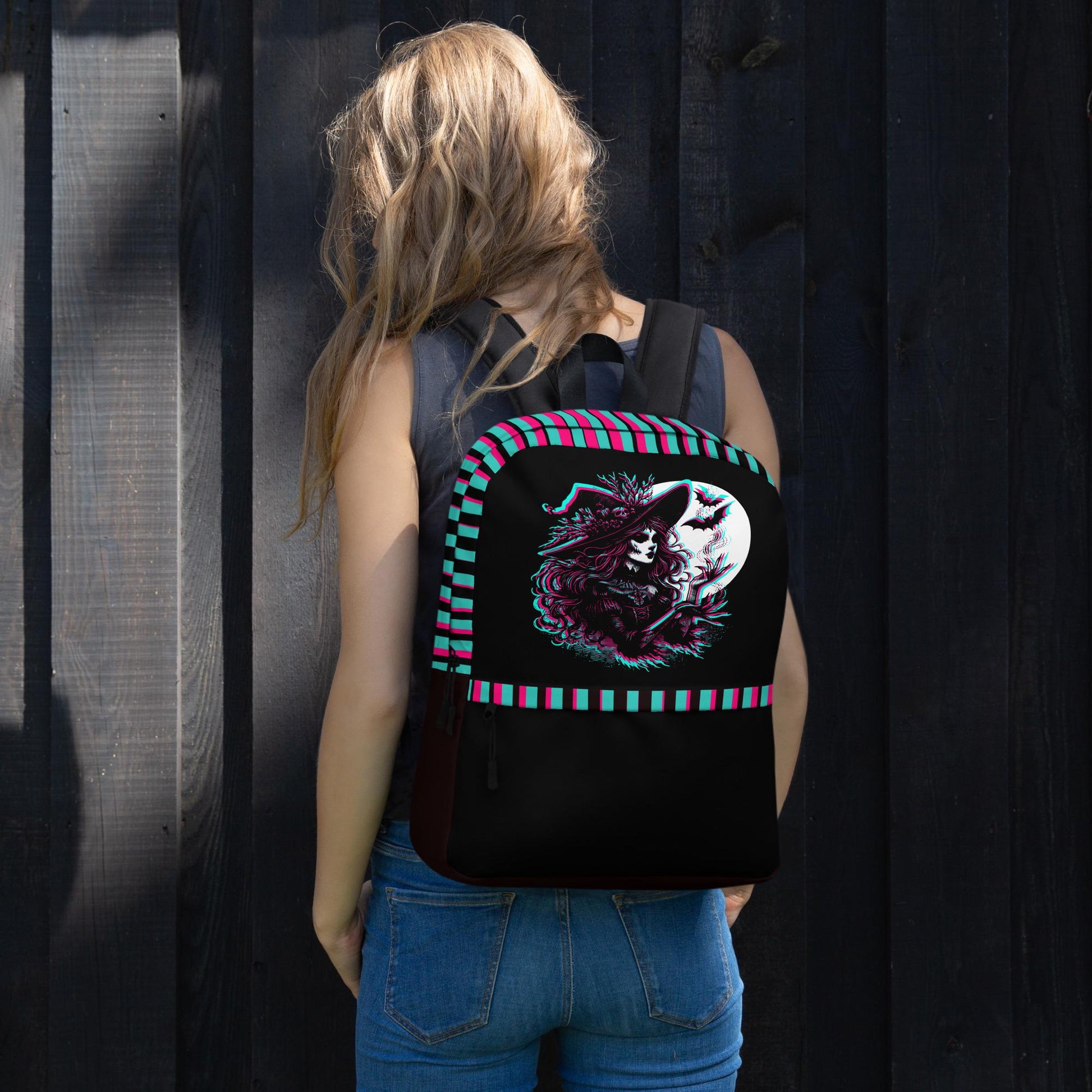 Grunge Weirdcore Witch Bookbag  Neon Goth Knapsack Book Tote School Shoulder Bag
