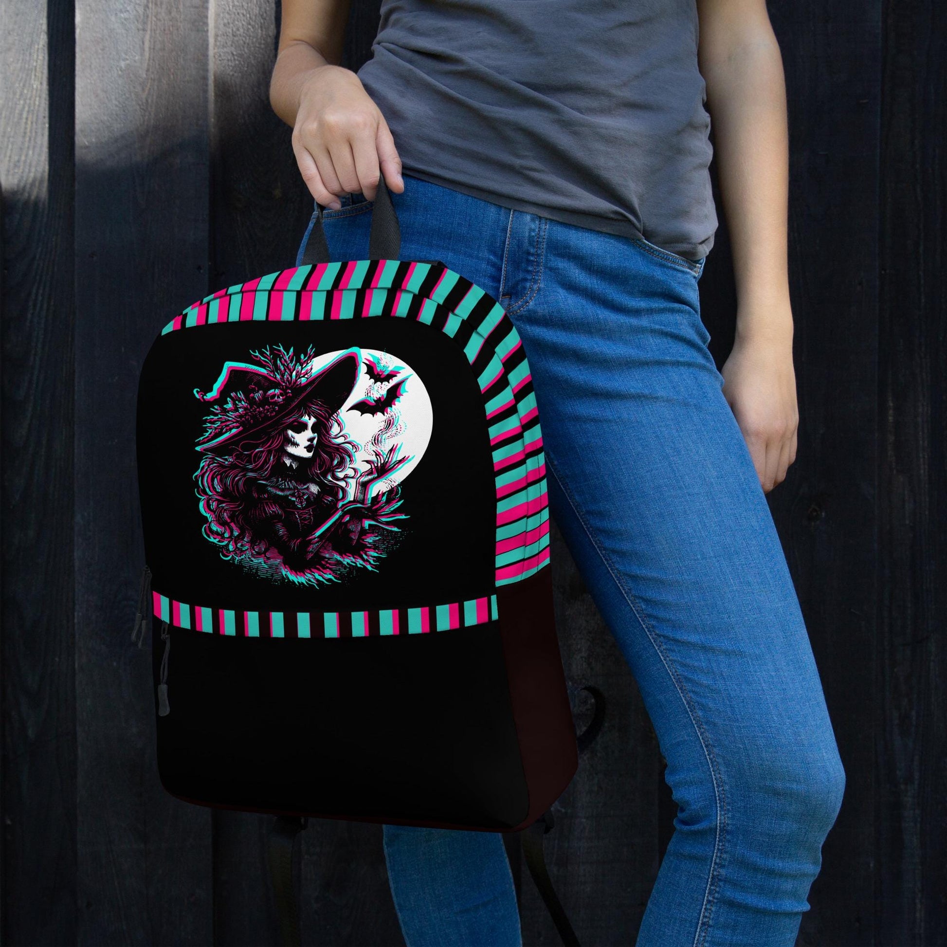 Grunge Weirdcore Witch Bookbag  Neon Goth Knapsack Book Tote School Shoulder Bag