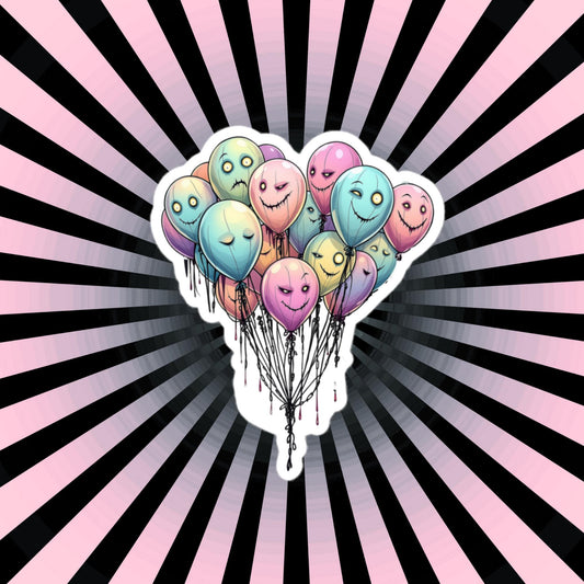 Weirdcore Pastel Goth Grunge Arcane Moody Balloons Vinyl Sticker Oddcore Waterproof Sticker, Weird Stuff Unique Gift