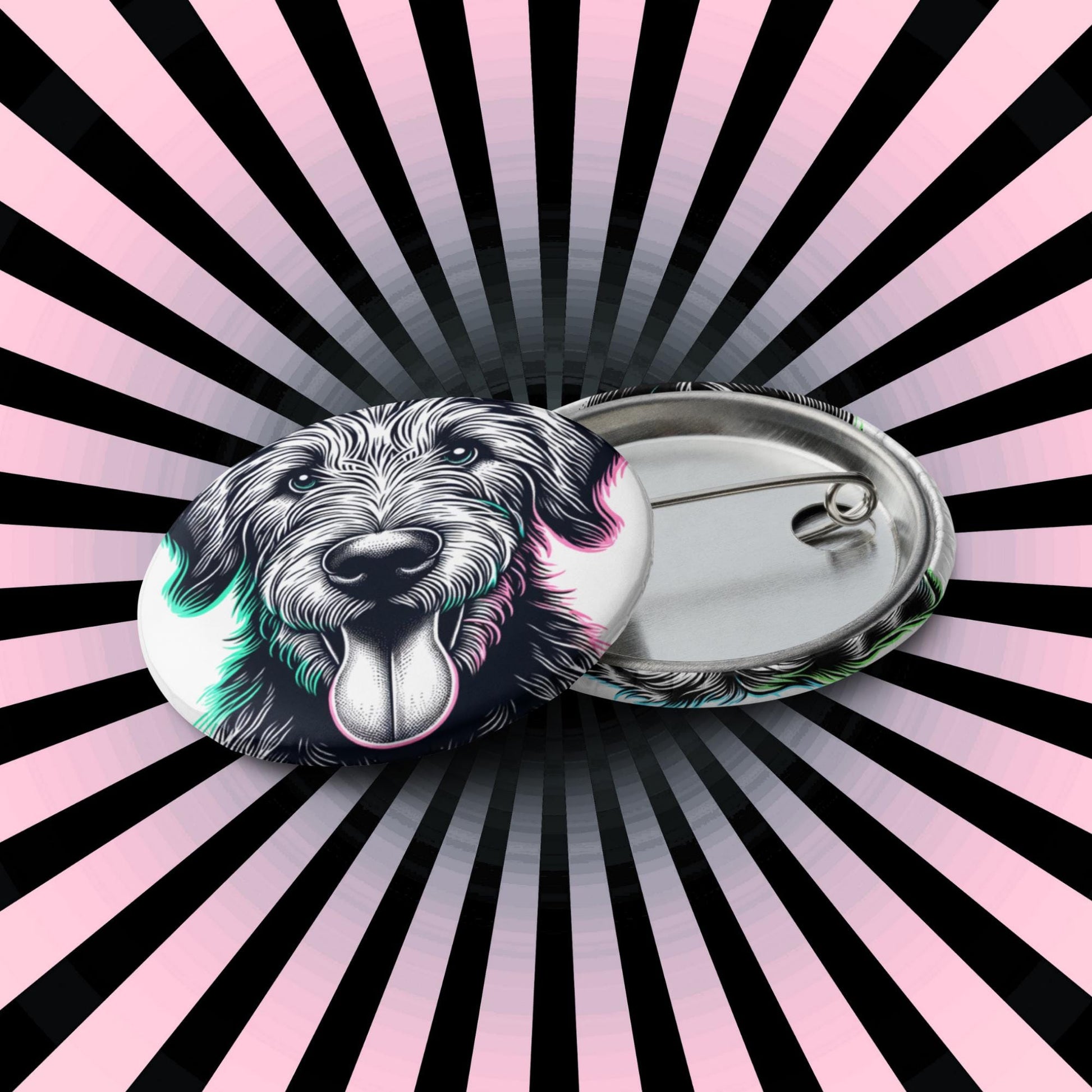 Set of Pin Buttons Irish Wolfhound Dog Custom Grunge Jacket and Backpack Buttons