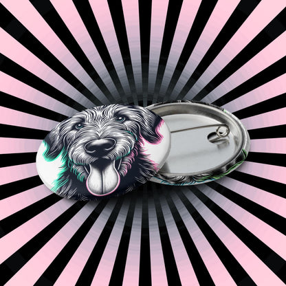 Set of Pin Buttons Irish Wolfhound Dog Custom Grunge Jacket and Backpack Buttons