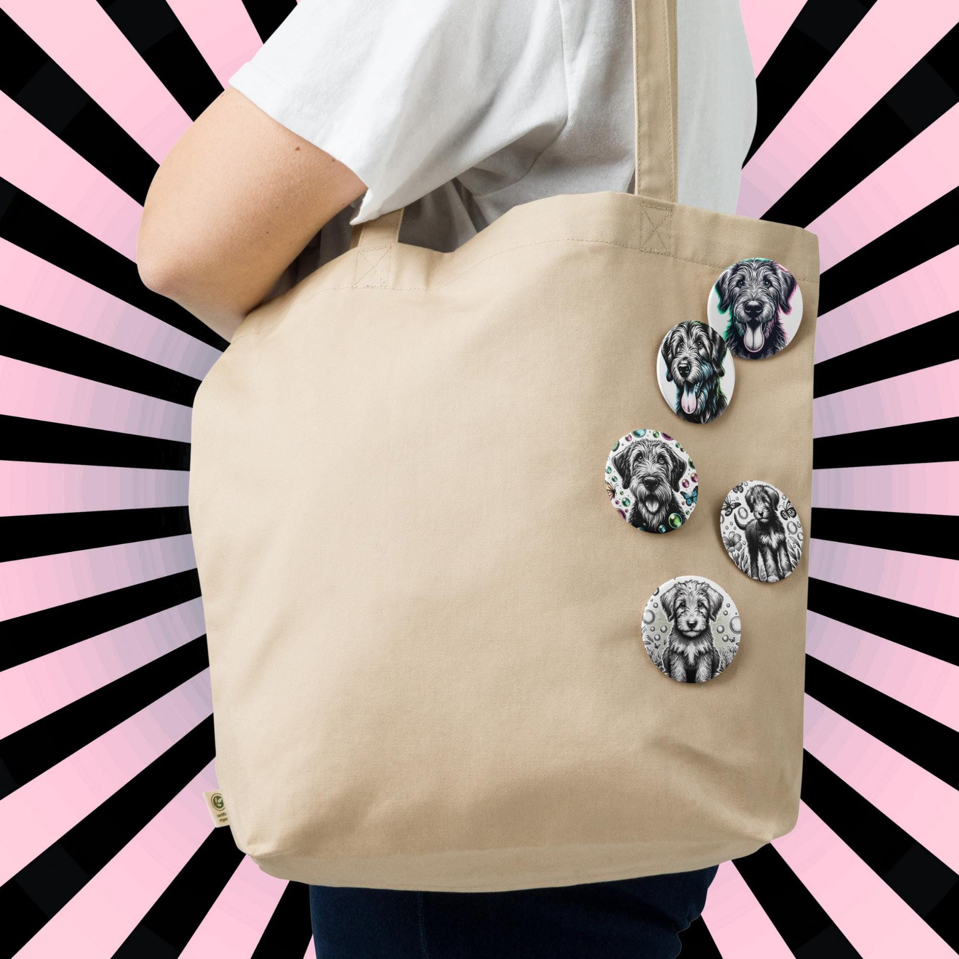 Set of Pin Buttons Irish Wolfhound Dog Custom Grunge Jacket and Backpack Buttons