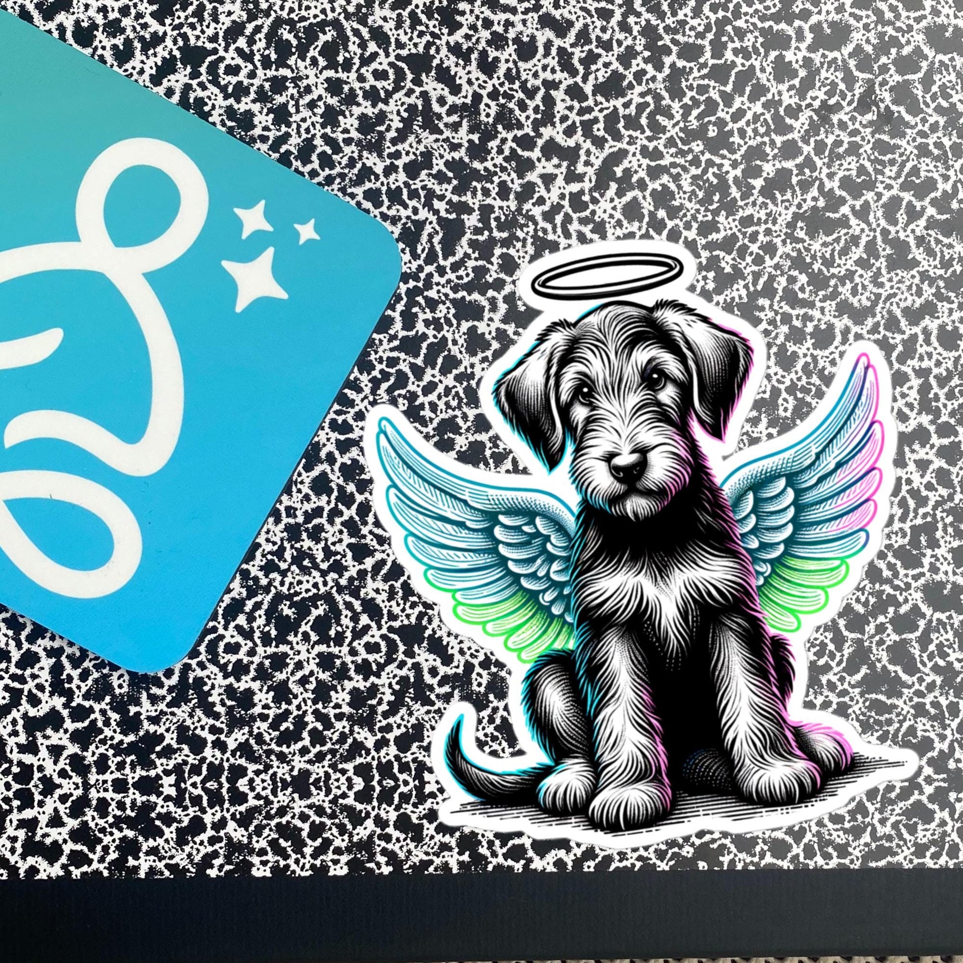 Irish Wolfhound Vinyl Sticker Angel Puppy Waterproof Decal In Memory of Dog Sticker