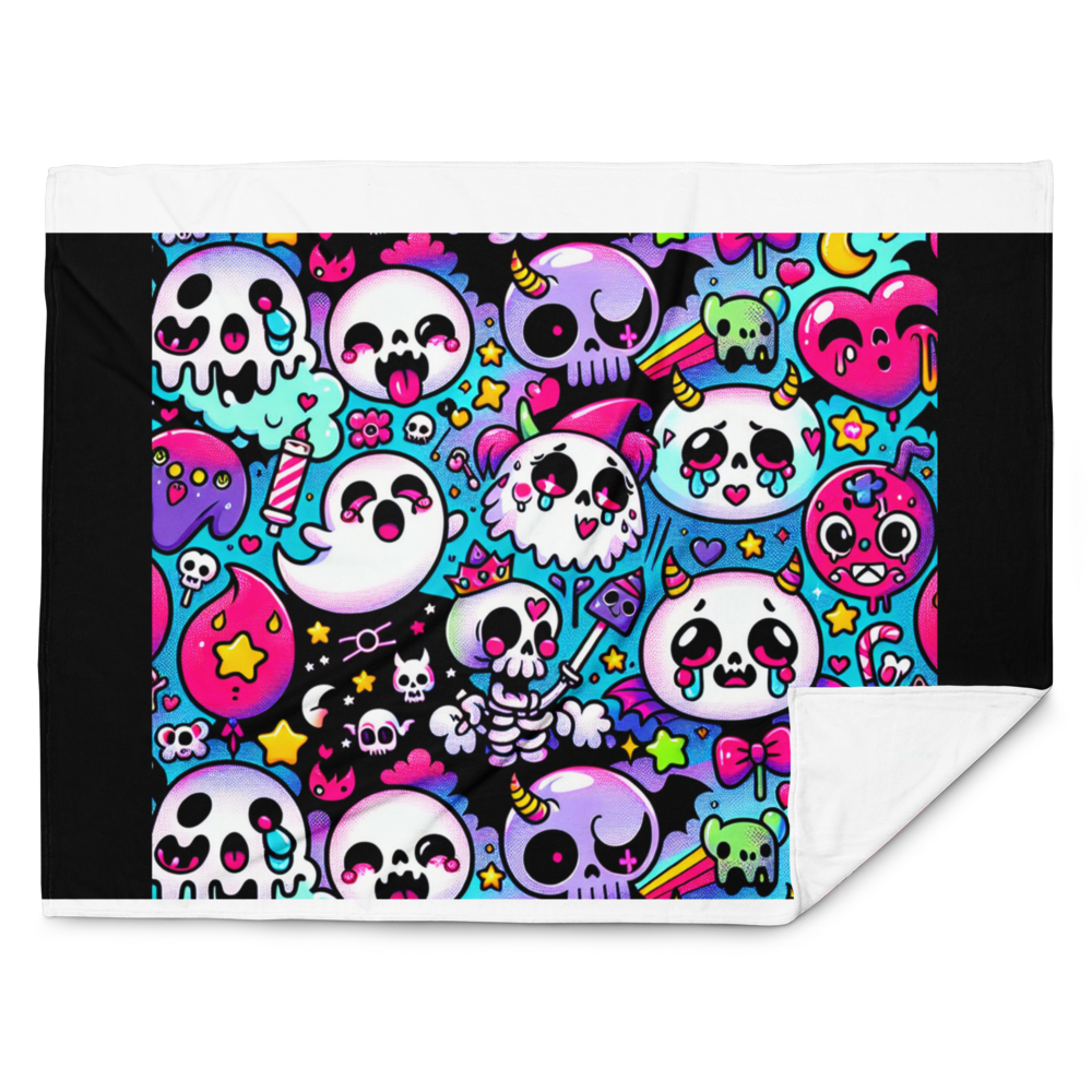 Blanket Candy Gore Skull Weirdcore Throw Blanket Halloween Y2K Grunge Spooky Room Decor