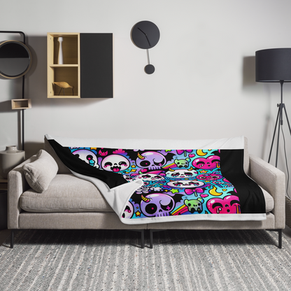 Blanket Candy Gore Skull Weirdcore Throw Blanket Halloween Y2K Grunge Spooky Room Decor