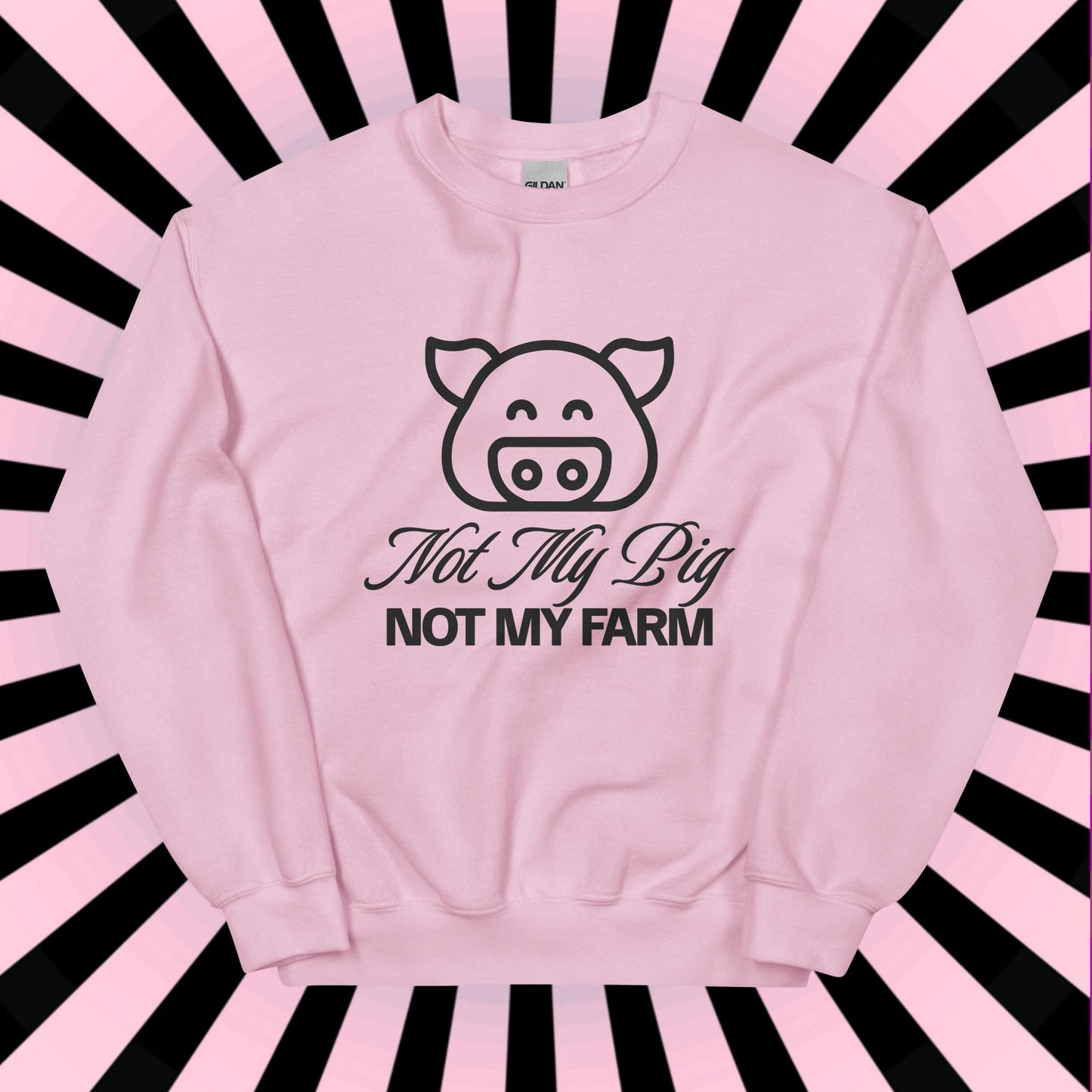 FUNNY SWEATSHIRT Not My Pig, Not My Farm Graphic Cozy Fun Mind Your Business Shirt